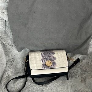 Louise et Cie Black and White Crossbody with Textured Flap